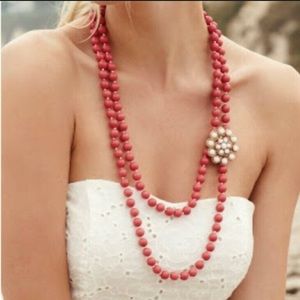 Stella & Dot coral beaded necklace